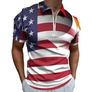 USA Vlag LGBTQ Pride Regenboog Vlag Half Zip-up Polo Shirts Voor Mannen Slim Fit Korte Mouw T-shirt Sneldrogende Golf Tops Tees 4XL