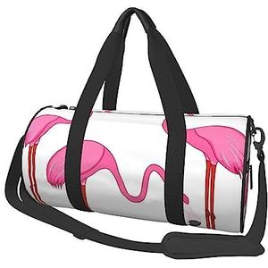 Aquarel Flamingo's Gedrukt Sport Plunjezak Gym Tote Bag Weekender Reistas Sport Gym Tas Voor Workout Overnachting Reizen Bagage Vrouwen Mannen, Zwart, One Size, Zwart, Eén maat