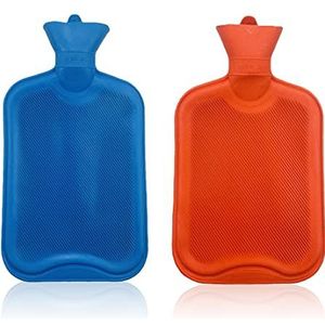 Zhioudz 2 PCS Warmwaterkruik met Schroefdop, Duurzame, Veilige Warmwaterkruik,Veilige en Warme Warmwaterkruik,Warmwaterkruik Zonder Deksel,Premium Natuurlijke Rubberen Warmwaterkruik (1,2 L)