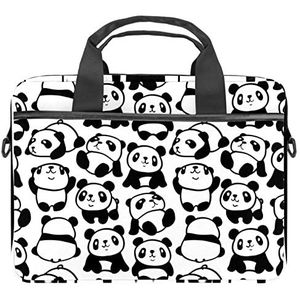 Chinese Panda Patroon Spelen Zwart Wit Laptop Schouder Messenger Bag Crossbody Aktetas Messenger Sleeve voor 13 13.3 14.5 Inch Laptop Tablet Beschermen Tote Bag Case, Meerkleurig, 11x14.5x1.2in /28x36.8x3 cm