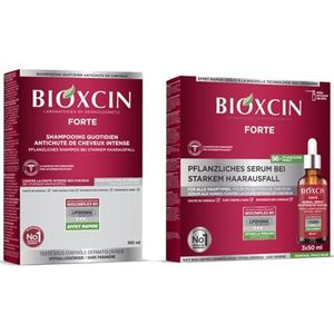 Bioxsine Forte Sparset voor intensieve haaruitval, 300 ml shampoo + 3 x 50 ml serum