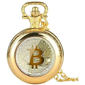 Yojack Gepersonaliseerd zakhorloge Quartz zakhorloge Fysiek metaal Antiek Antiek Bitcoin Collectibles Gegraveerd horloge (Kleur: luxe goud)