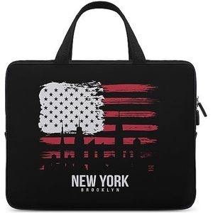 Amerikaanse Vlag New York Laptop Tas Duurzaam Waterdicht Notebook Draagtas Computer Tas Aktetas 12 inch