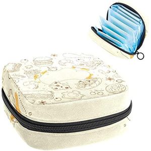 Periode Pouch Draagbare Tampon Opbergtas,Tampon Houder voor Portemonnee Vrouwelijke Product Organizer,Voedsel achtergrond, Meerkleurig, 4.7x6.6x6.6 in/12x17x17 cm