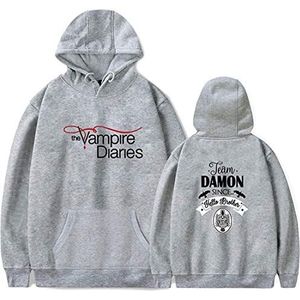 Nest Home The Vampire Diaries Merch Hoodies Dames / Heren Lange Mouwen Trui Sweatshirts Harajuku Casual Capuchon Kleding Uniseks, grijs-1, S