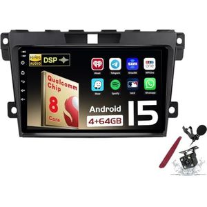 Android 15 Autoradio Sat Navi voor M-azda CX-7(2007-2014) 9 Inch Touchscreen Multimedia Speler met Draadloze Carplay GPS Navigatie FM RDS Bluetooth 5G-WiFi SWC DSP,M150s