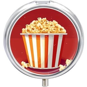 Cartoon Popcorn Pillendoos Waterdichte Draagbare Geneeskunde Pil Case Vochtbestendige Metalen Reizen Pillendoos met 3 Compartimenten Geneeskunde Case