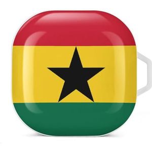 Ghana vlag oortelefoon hoesje compatibel met Galaxy Buds/Buds Pro schokbestendig hoofdtelefoon hoesje wit stijl