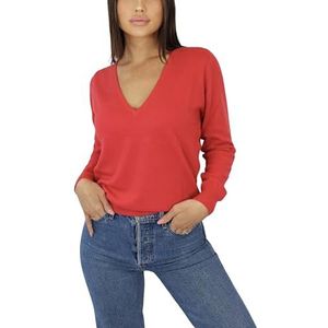 Win's Damestrui met V-hals van kasjmier, gemaakt in Italië, Koraal, XXL