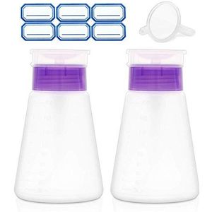Aceton Push Down Pomp Dispenser Afsluitbare 2 Packs 180ml One-Touch Lege Fles Voor Alcohol, Nagellak & Make-up Remover, Toner