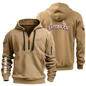 AHYAOFA Heren Hoodies Pullover voor The H.or.d.e Casual Lange Mouw Hoody 1/4 Zip Sweatshirts Hooded Jas Tops Outdoor Hoodie, Khaki-3, 18-20