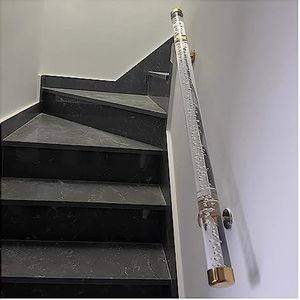Verstelbare trapleuning van helder acryl - op maat gemaakt 1,6-20 ft, 200 kg ondersteuningsbeugel(Gold Bracket,580cm(19ft))