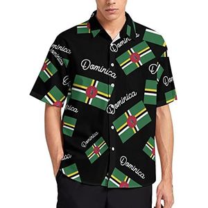 Dominica-vlag Hawaiiaans shirt voor heren, zomer, strand, casual, korte mouwen, button-down shirts met zak