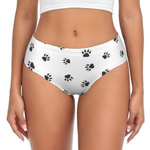 GUOLGP Bear paw Print Vrouwen Huidvriendelijke Slips Zacht Ademend Ondergoed Volledige Dekking Dagelijks Dragen, Zwart, XS