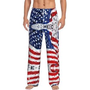 Us Flag Heren Lange Lounge Wear Broek Nachtkleding Pyjama Bottoms Nachtkleding Nachtkleding Met Zakken En Trekkoord, Wit, S