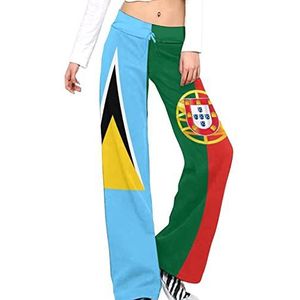 Saint Lucia Portugal Vlag Yoga Broek Voor Vrouwen Casual Broek Lounge Broek Trainingspak met Trekkoord L