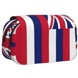 JEJEA Hawaii Vlag Print Pen Etui Potlood Case Houder Voor Potloden Make-up Multifunctionele Organizer Doos Voor Adluts, Zwart, Eén maat, Toilettas