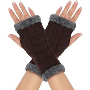 JLISENYIG 3 paar dikke suède gebreide handschoenen voor warmte en koudebestendigheid, Koffie kleur 3 paar, Eén maat