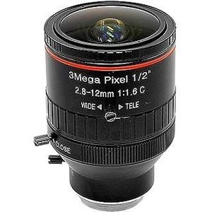 Zoomlens, varifocale lens, Industriële Varifocale CCTV Lens HD 3MP C Mount 2.8-12mm 1/2 Inch F1.6 Lage Vervorming for Video Surveillance Beveiligingscamera's voor industriële videoIndustriële video