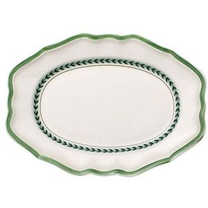 Villeroy en Boch French Garden Green Line Ovale serveerplaat, 37 cm, premium porselein, wit/groen