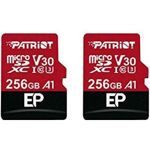 Patriot Memory 256GB A1 / V30 Geheugenkaart voor Android-telefoons en -tablets, 4K video-opname - Pakket van 2