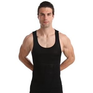 BaronHong Gynaecomastie Compressie Shirt Vest om Man Boobs Moobs Afslanken Heren Shapewear Plat Hele Buik (zwart, S)