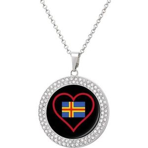 I Love Aland Island Rood Hart Vrouwen Ketting Verstelbare Lengte Hanger Mode-sieraden Voor Moeder Vrouw Vriendin Gift