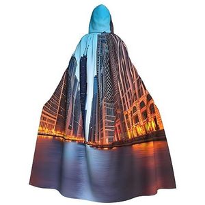 WURTON Chicago Illinois Usa Mystieke mantel met capuchon voor mannen en vrouwen, ideaal voor Halloween, cosplay en carnaval, 185 cm