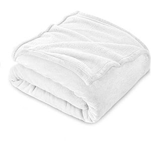 Fleece Deken, Deken Tweepersoons 210 x 240 cm, Kinderflanel Bed Deken, Super Zacht - Wit