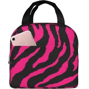 SUHNGE Zebra Tiger Luipaard Roze Print Geïsoleerde Lunch Tas Rolltop Lunch Box Tote Tas voor Vrouwen, Mannen, Volwassenen en Tieners
