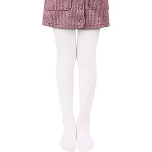 L&K-II Balletpanty voor meisjes, danspanty met voet, 80 DEN, ondoorzichtig, microvezel, maat 86 -152, kleur 27251, wit, 158/164 cm