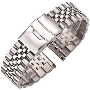 CBLDF Roestvrij Stalen Horloge Band Armband 18Mm 20Mm 22Mm 24Mm Vrouwen Mannen Zilver Massief Metalen Horlogeband Accessoires (Color : Silver, Size : 24mm)