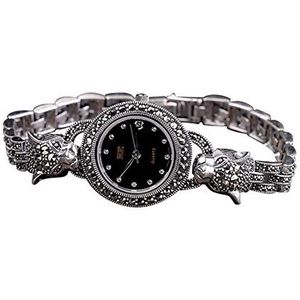 Jade Angel Dames Horloge 925 Sterling Zilver Thailand Vintage Stijl Luipaard Marcasite Dames Polshorloge Fijne Sieraden