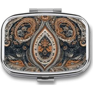 Blauwe en oranje pillendoos voor vrouwen mannen zak vierkante pillendoosje decoratieve doos geneeskunde vitamine metalen pillenorganisator draagbare pilhouder voor reizen uniek cadeau