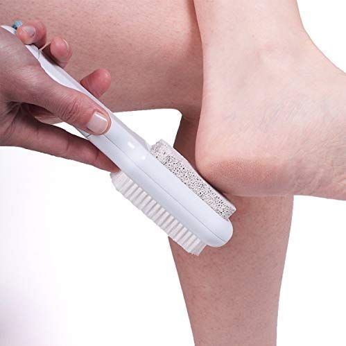 CaliCosy - Voetborstel - Wit - 2-in-1 met Puimsteen en Vloeibare Zeep Reservoir