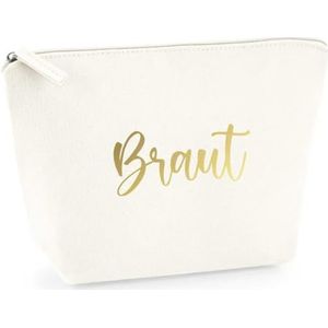 AWASG Cosmetische tas vilt bruiloft - Team Braut - make-up tas beauty bag - cadeau, wit, M (19 x 18 x 9 cm), Make-uptas