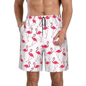 Nevada Staat Vlag Print Heren Zwemshorts Trunks Mannen Sneldrogend Ademend Strand Surfen Zwembroek met Zakken, Roze Flamingo Patroon, L