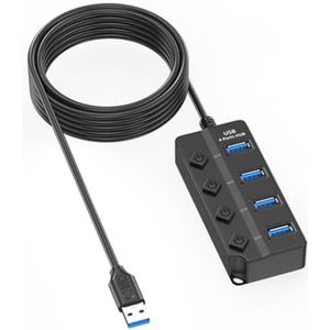 Universele 7/4-poorts USB-hub individuele LED-indicator voor thuis- en kantoorgebruik