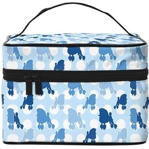 Blauwe Poedel Polka Dot Grote Capaciteit Draagbare Waterdichte Cosmetische Tas 23x17x16cm Voor Reizen Outdoor Sport Bruiloft Companion Gift, Zwart, Eén maat