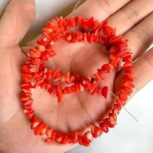 Natuurlijke koraal amethist granaat steen kralen chip vrije vorm voor sieraden DIY ketting armband sieraden maken-roze koraal-86 cm