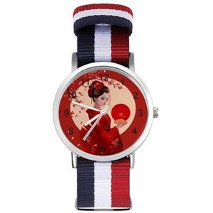 Anime Meisje Japanse Geisha Automatisch Horloge voor Mannen Vrouwen Mode Quartz Horloge Armband Polshorloge voor Thuiskantoor