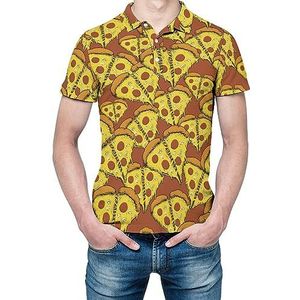 Pizza Heart T-shirt met korte mouwen voor heren, golfshirt, normale pasvorm, tennisshirt, casual business tops