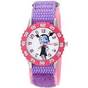 DISNEY Girls Vampirina Stainless Steel Analog-Quartz Watch with Nylon Strap, Purple, 16 (Model: WDS000420)