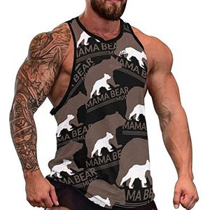 Mama Bear Music Tanktop voor heren, mouwloos T-shirt, trui, gymshirt, workout, zomer T-shirt
