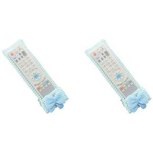 2 set Afstandsbediening Case Strik Decor Controle Apparaat Gevallen Beschermende Accessoire Kant Materiaal Stofdicht Cover blauw L (24x8 cm)