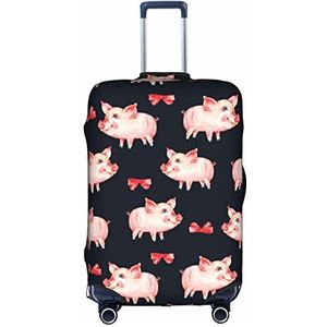 LAMAME Smiling Shiba Inu bedrukte bagagehoes, elastische beschermhoes, wasbare bagagehoes, Rood Schattig Piggy, L