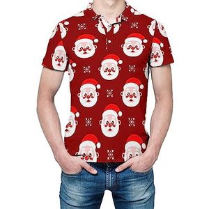 Kerstman patroon heren korte mouw shirt golfshirts regular fit tennis t-shirt casual business tops