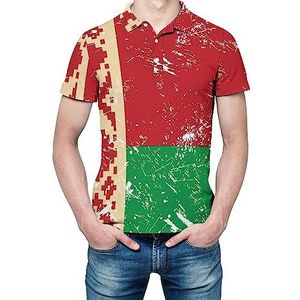 Retro Wit-Russische vlag heren shirt met korte mouwen golfshirts normale pasvorm tennis T-shirt casual zakelijke tops