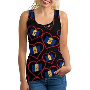 I Love Barbado Red Heart Tanktop voor dames, mouwloos T-shirt, pullover, vest, atletisch, basic shirts, zomer bedrukt