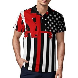 Amerikaanse Vlag Elektrische Kabel Lineman Heren Golf Polo-Shirt Zomer Korte Mouw T-Shirt Casual Sneldrogende Tees 3XL